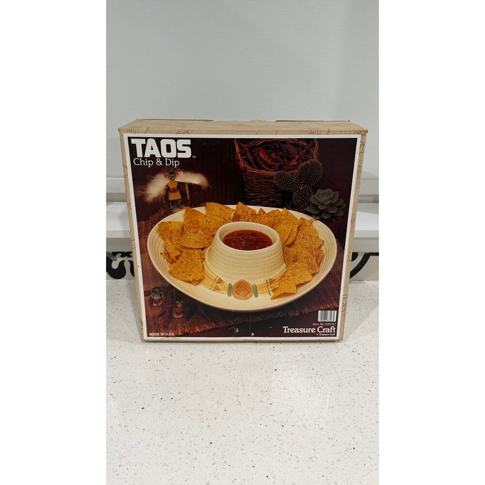Vintage Taos Sombrero Hat Chip & Dip Plate Platter Serving Treasure Craft
